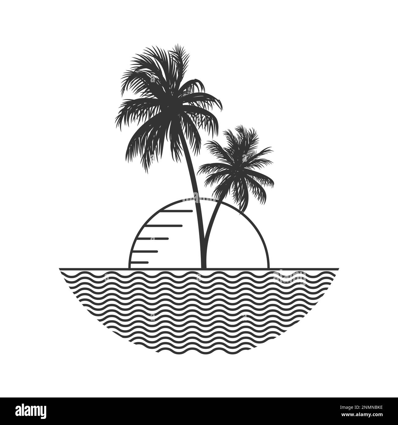 Art de paysage panoramique sur l'océan et la plage. Modifiable, redimensionnable, EPS 10, illustration vectorielle. Illustration de Vecteur