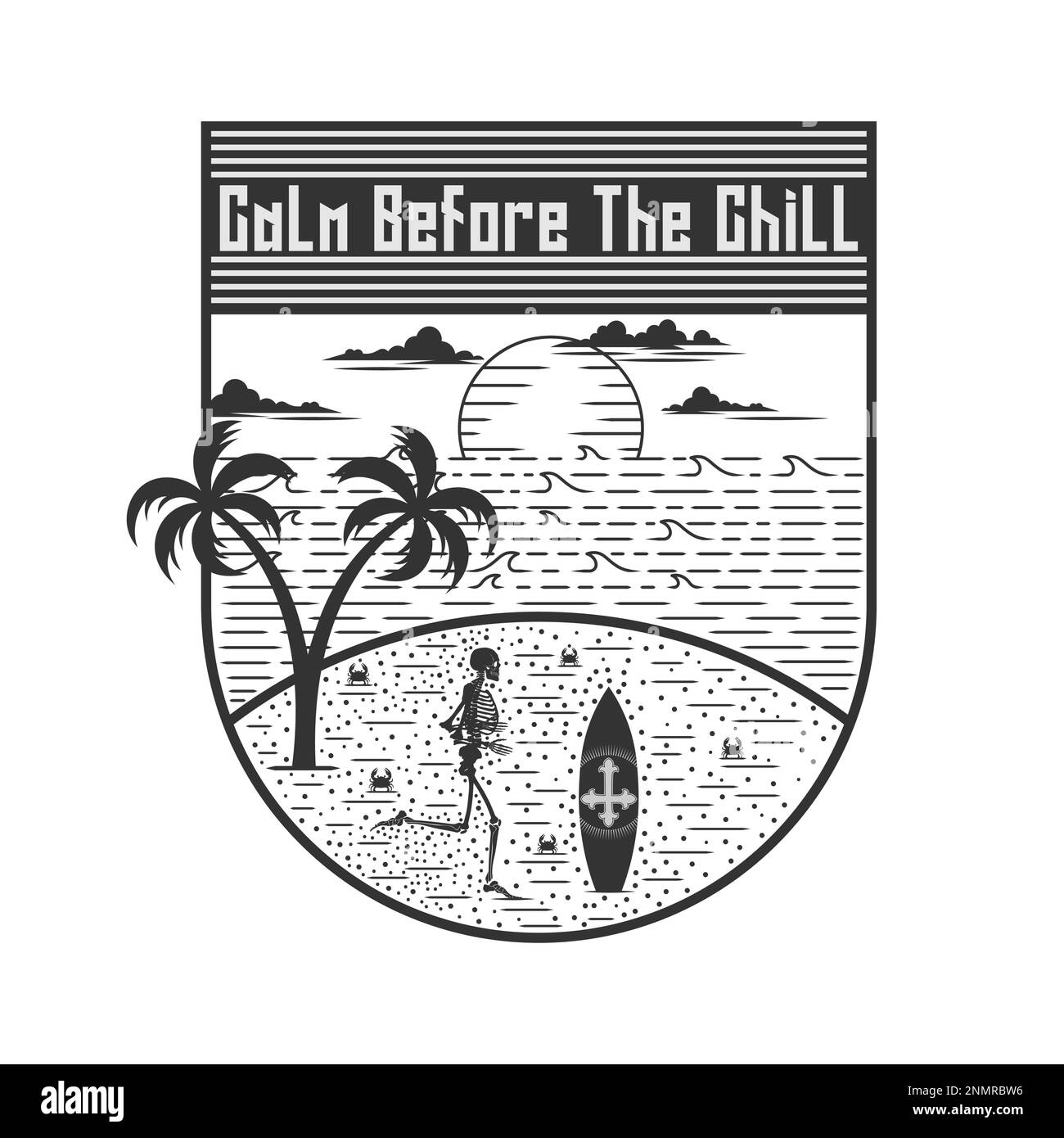 Art de paysage panoramique sur l'océan et la plage. Modifiable, redimensionnable, EPS 10, illustration vectorielle. Illustration de Vecteur