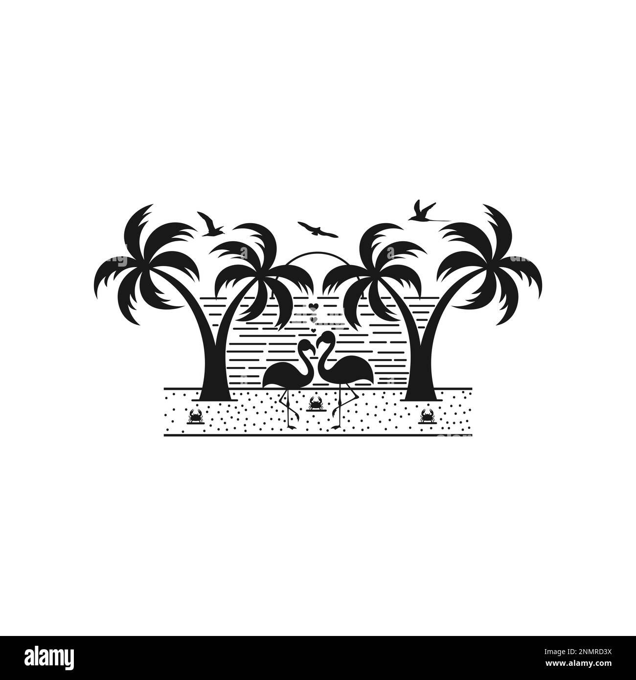 Art de paysage panoramique sur l'océan et la plage. Modifiable, redimensionnable, EPS 10, illustration vectorielle. Illustration de Vecteur