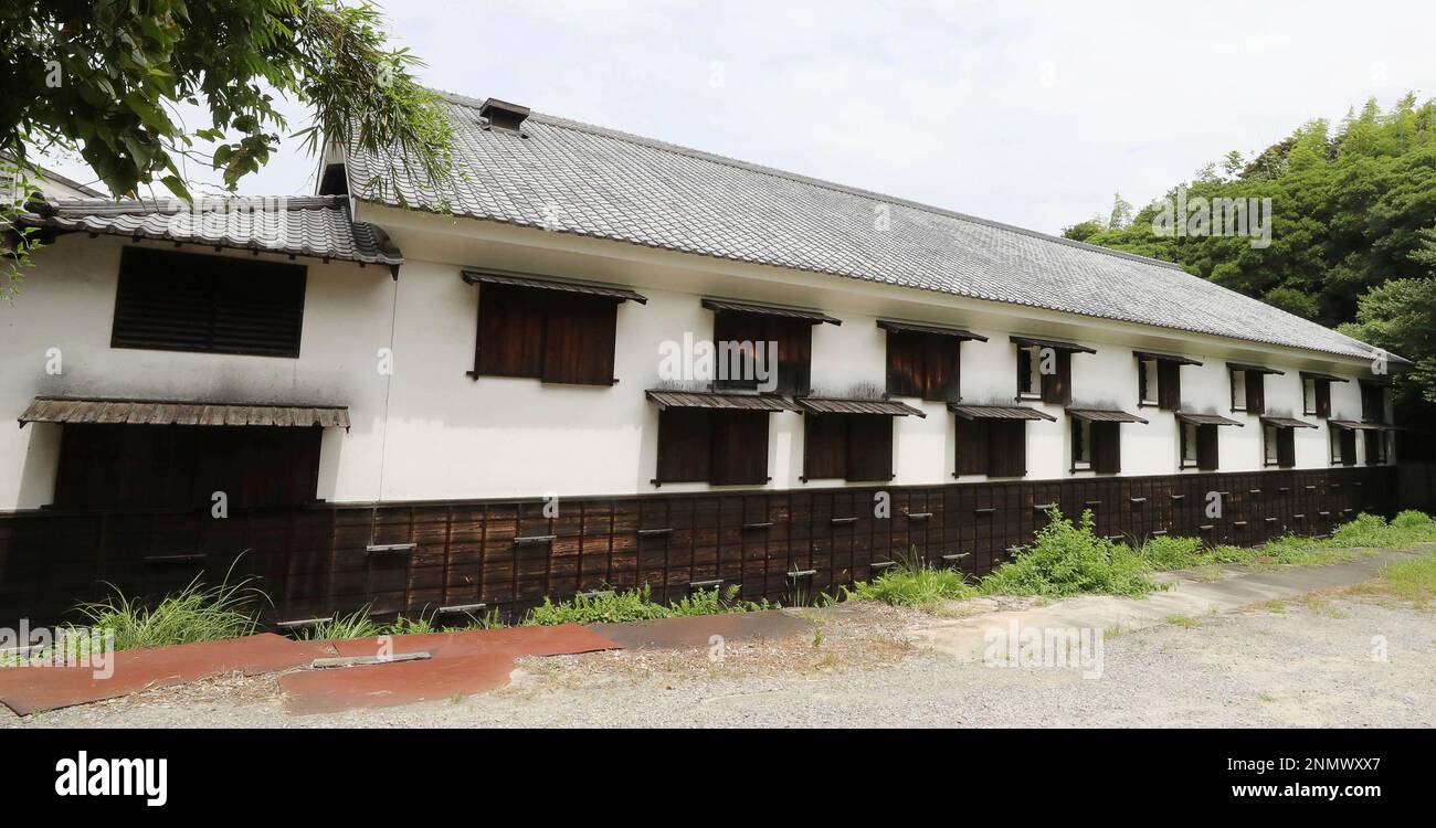 A picture taken on July 27, 2021 shows a Japanese company Morita Co. that produces traditional Japanese foods and liquors, Sake, in Gamagori, Aichi Prefecture. The company is known for its Japanese Sake brand Nenohi. Akio Morita, who is the founder of Sony, was the 15th head of the Morita family. ( The Yomiuri Shimbun via AP Images ) Banque D'Images