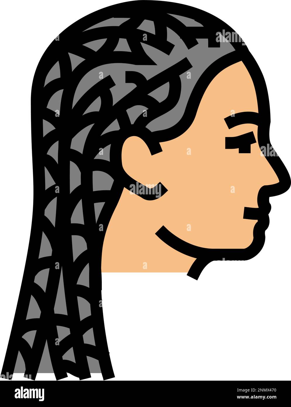 illustration vectorielle de l'icône de couleur féminine de la coiffure de cornrow Illustration de Vecteur