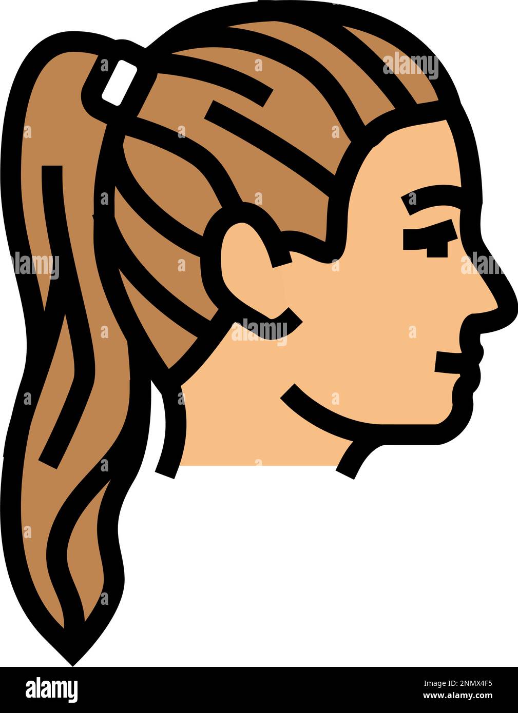 illustration vectorielle de l'icône de couleur de la coiffure de queue de cheval Illustration de Vecteur