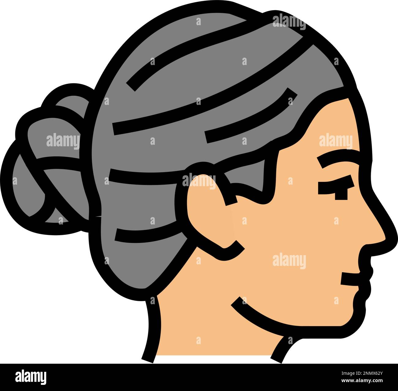 illustration vectorielle d'icône de couleur de coiffure de pain femelle Illustration de Vecteur