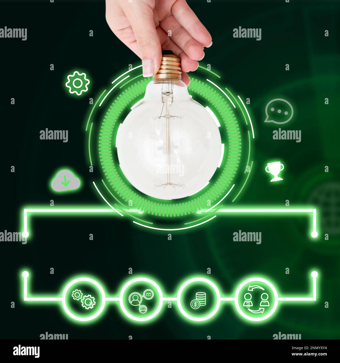 Ampoule à main présentant les nouvelles technologies futuristes. Lampe