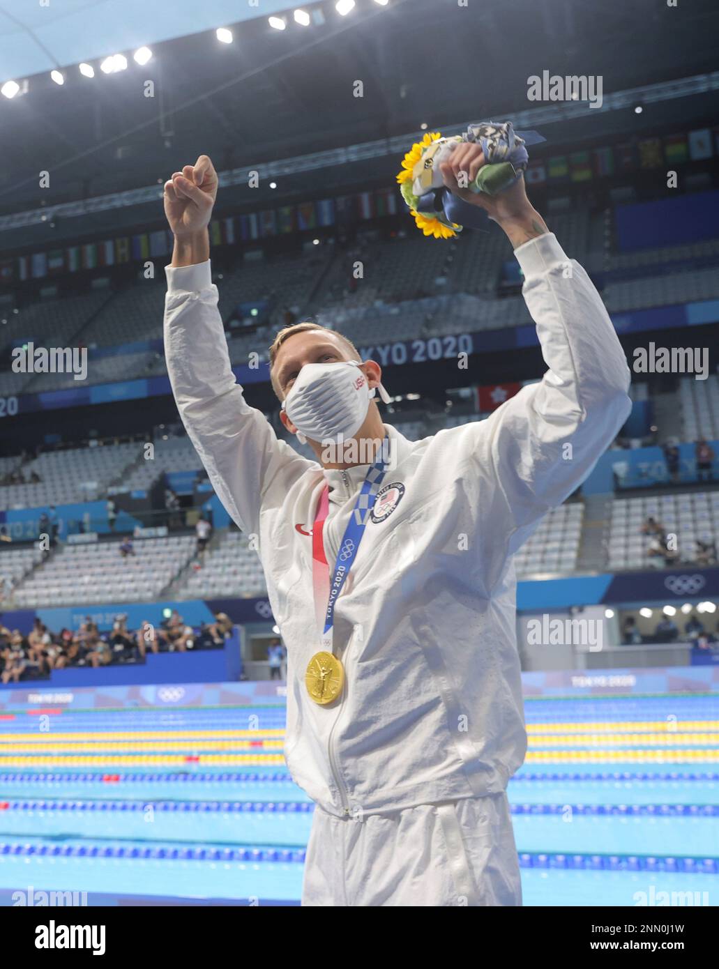 DRESSEL Caeleb of United States celebrates after award ceremony of Men ...
