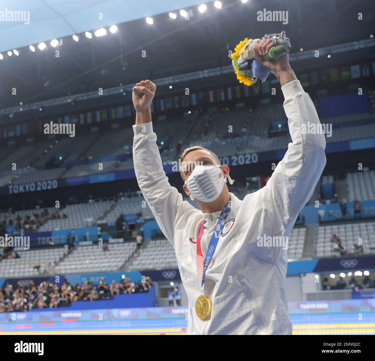 DRESSEL Caeleb of United States celebrates after award ceremony of Men ...