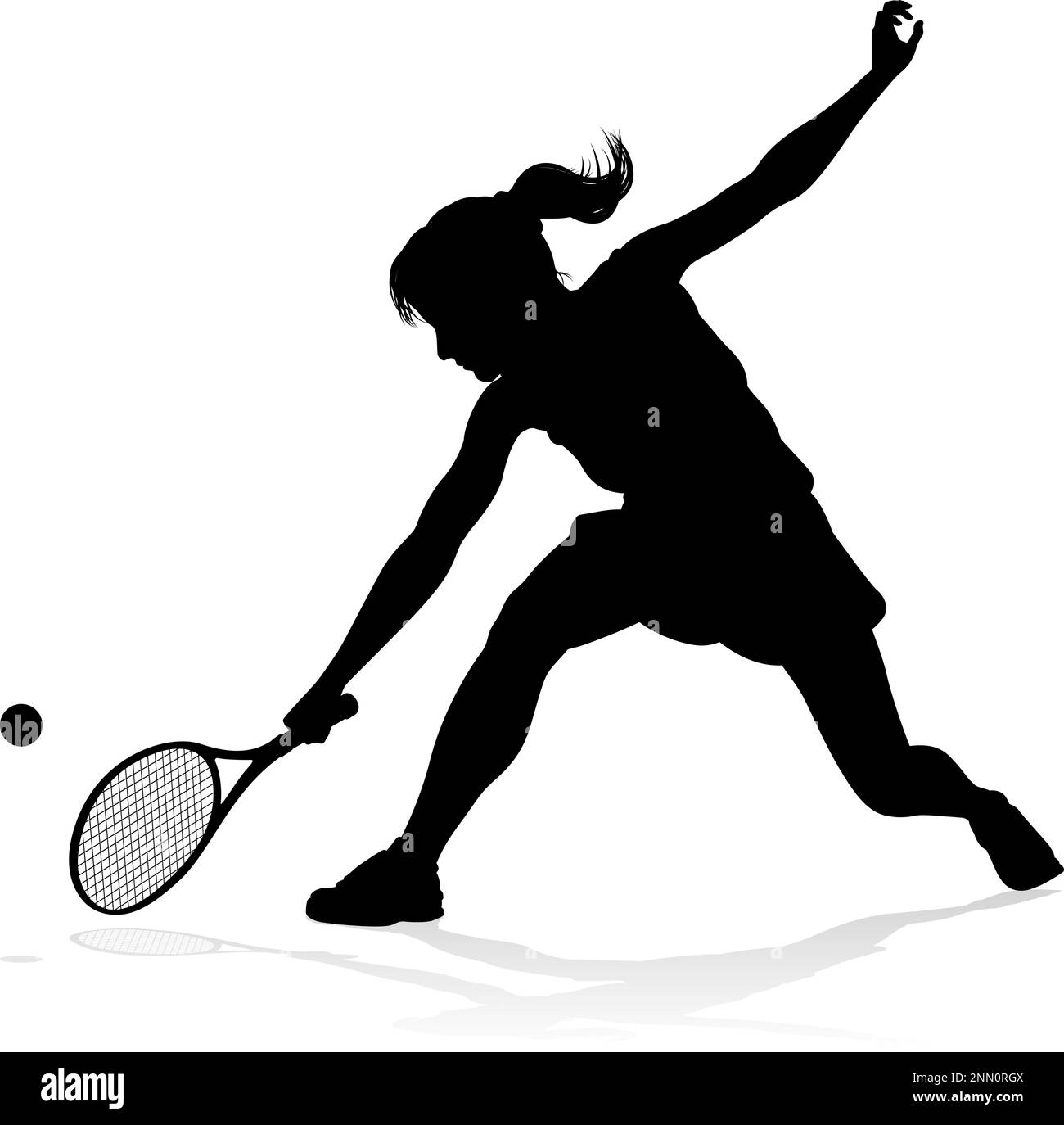 Tennis Player Woman Sport Person Silhouette Illustration de Vecteur