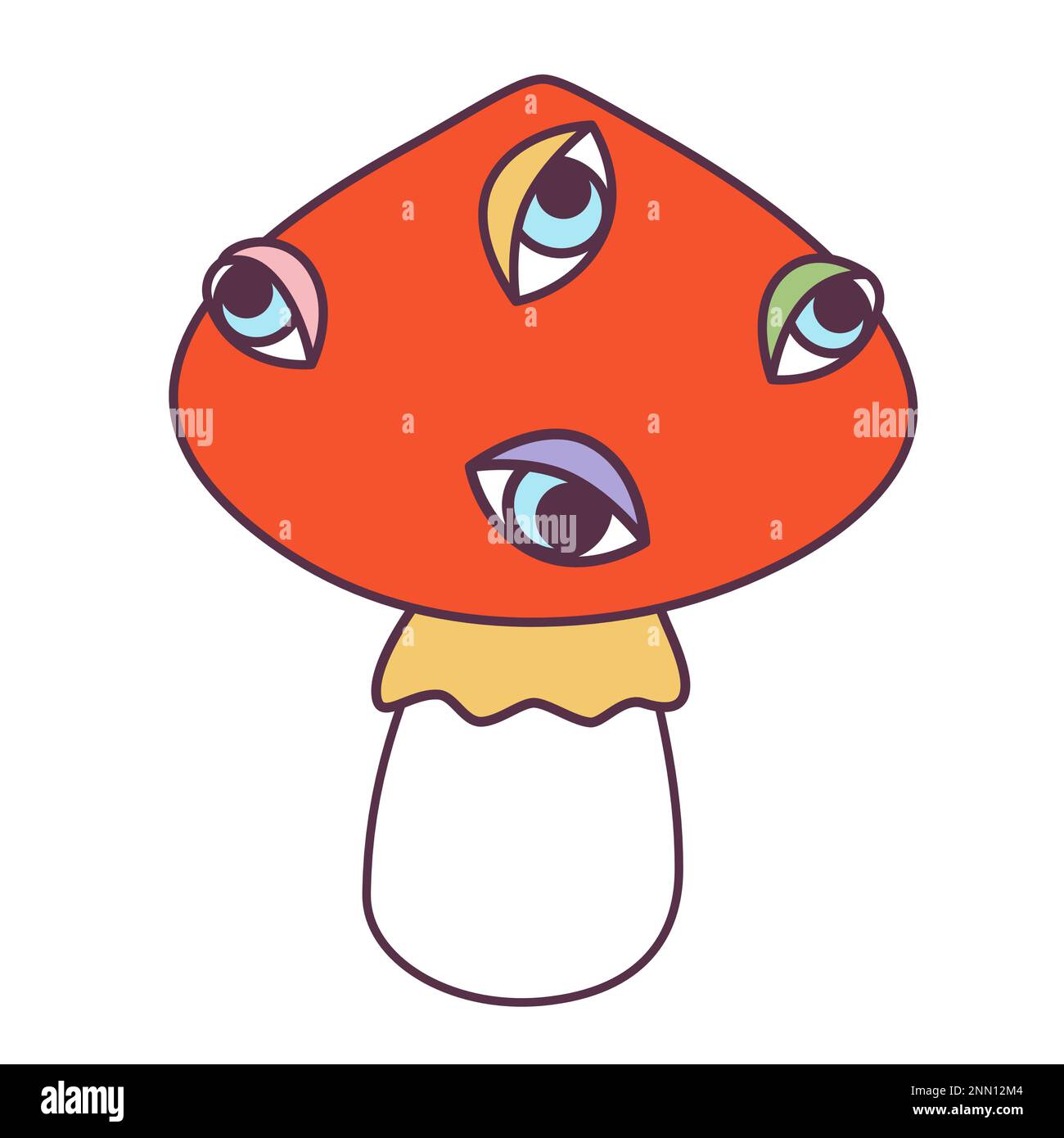 Retro 70s Groovy hippie sticker stylizes hippie champignon. Élément de dessin animé psychédélique - illustration de champignon funky dans le style hippy vintage. Vecteur plat Illustration de Vecteur Retro 70s Groovy hippie sticker stylizes hippie champignon. Élément de dessin animé psychédélique - illustration de champignon funky dans le style hippy vintage. Vecteur plat Illustration de Vecteur