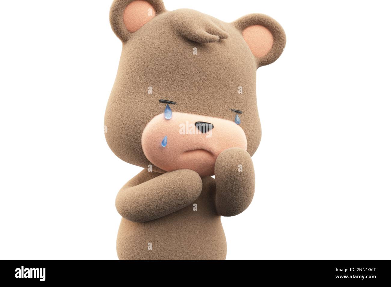 Ours en peluche triste et en pleurs. Ours en peluche avec goutte d'eau  isolé sur fond blanc 3D rendu Photo Stock - Alamy