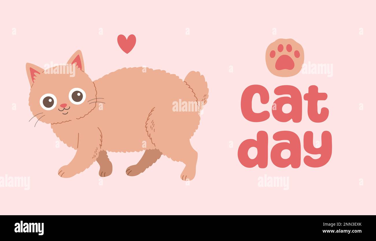 Concept de la Journée mondiale de la Cat. Journée du chat en Russie. Concept de vacances. Modèle d'arrière-plan, bannière Web, carte, affiche Illustration de Vecteur