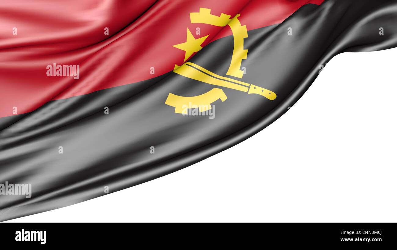 Drapeau de l'Angola isolé sur fond blanc, 3D Illustration Banque D'Images