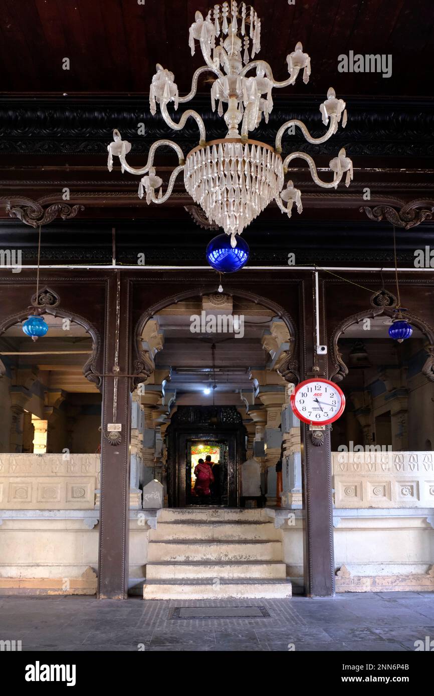 30 janvier 2023, Shree RAM Mandir (Temple) Phaltan est l'un des plus anciens temples de la ville. L'architecture du temple est en bois. Banque D'Images