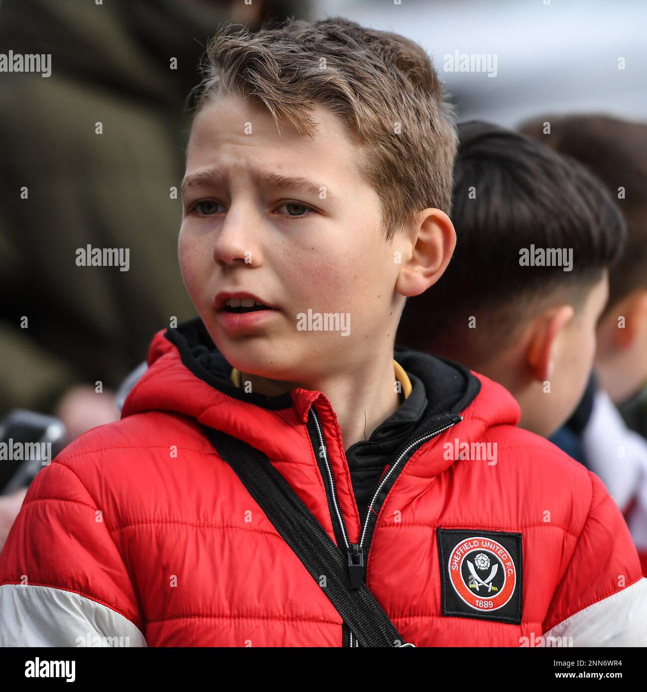 Un fan de Sheffield United avant le match du championnat Sky Bet Sheffield United contre Watford à Bramall Lane, Sheffield, Royaume-Uni, 25th février 2023 (photo de Ben Roberts/News Images) Banque D'Images