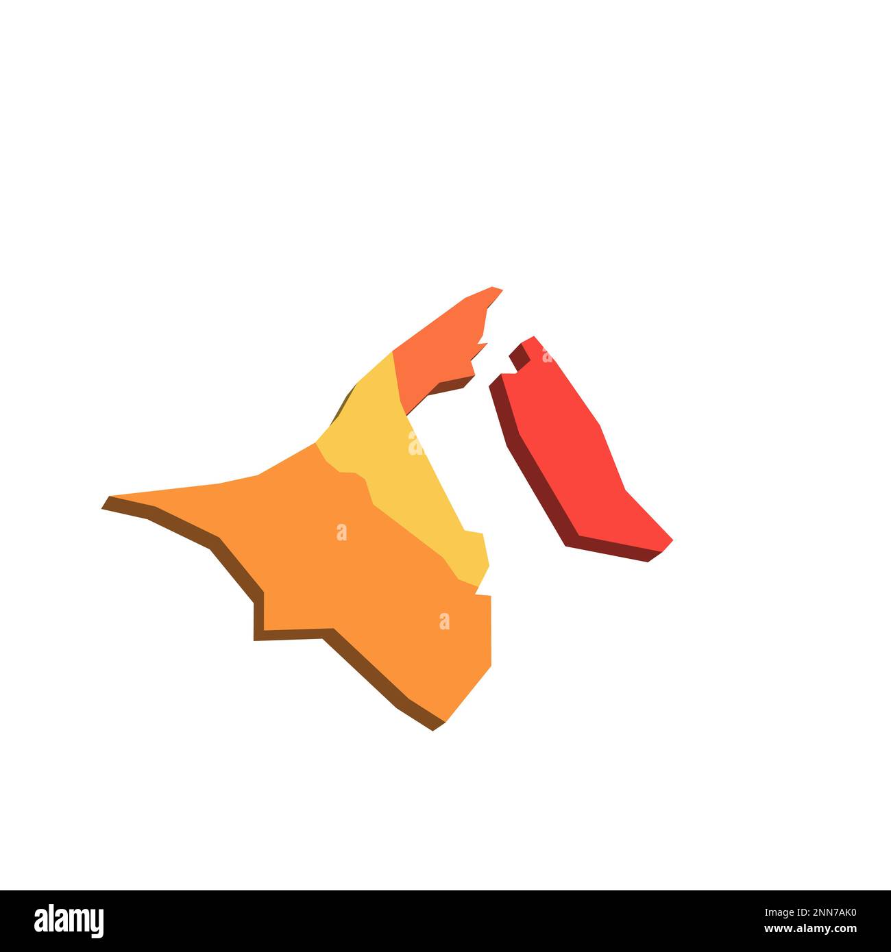 Brunei carte politique des divisions administratives - districts. Carte avec étiquettes. Illustration de Vecteur