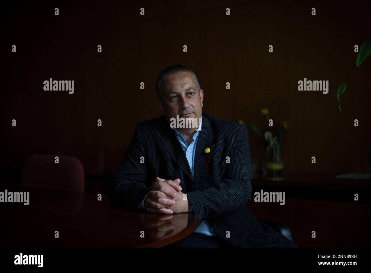 The president of the Consell de Treball, Econòmic i Social de Catalunya, Toni Mora, during an interview with Europa Press, on May 18, 2021, in Barcelona, Catalonia, (Spain). 18 MAY 2021;TONI MORA;CONSELL;EUROPA PRESS;INTERVIEW David Zorrakino / Europa Press 05/18/2021 (Europa Press via AP) Banque D'Images