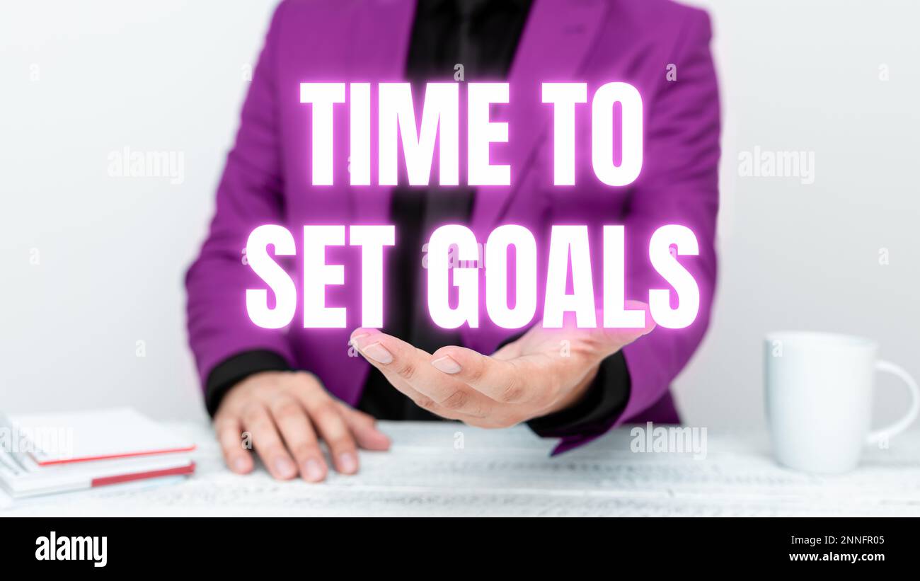 Légende conceptuelle temps de définition des objectifs. Photo conceptuelle objectif souhaité à accomplir à l'avenir Banque D'Images