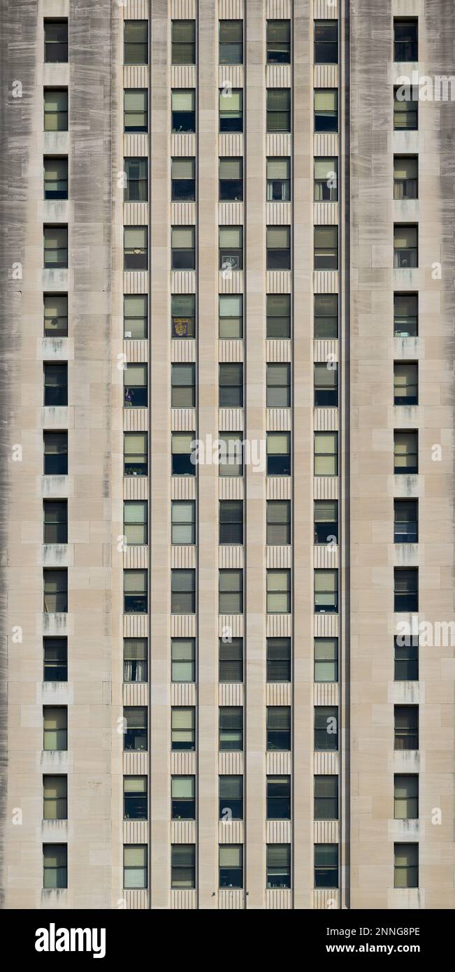 Gros plan de la façade art déco du bâtiment du Capitole de l'État de Louisiane, au 900 North 3rd Street à Baton Rouge, Louisiane Banque D'Images
