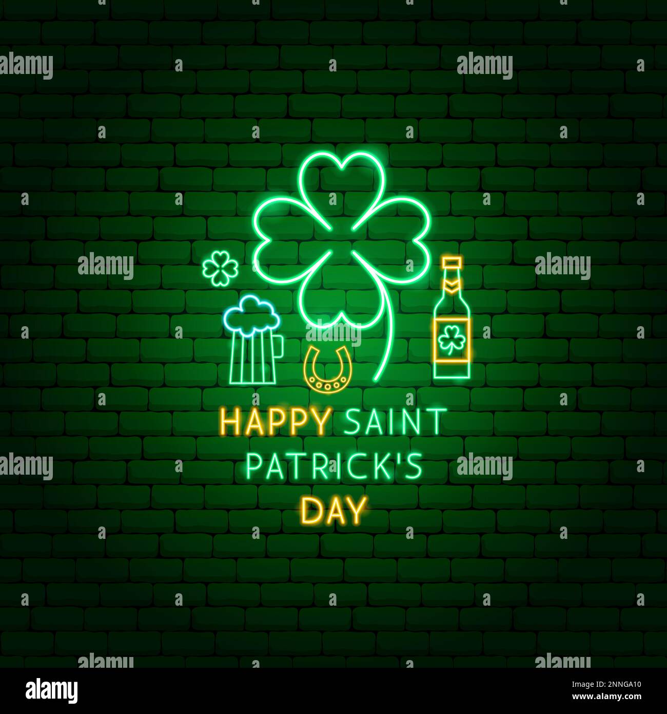 Bonne Saint Patrick Neon Label Illustration de Vecteur