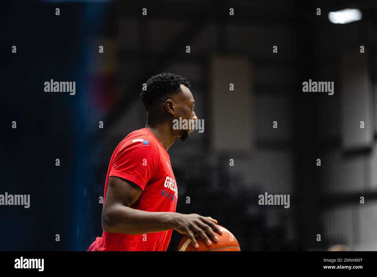 L'équipe de basket-ball de GB mens perd en Belgique 59- 88 lors d'une qualification à la coupe du monde FIBA à Newcastle vertu Arena le 24 février 2023. Amin Adamu. copyright caroljmoir/Alamy Banque D'Images