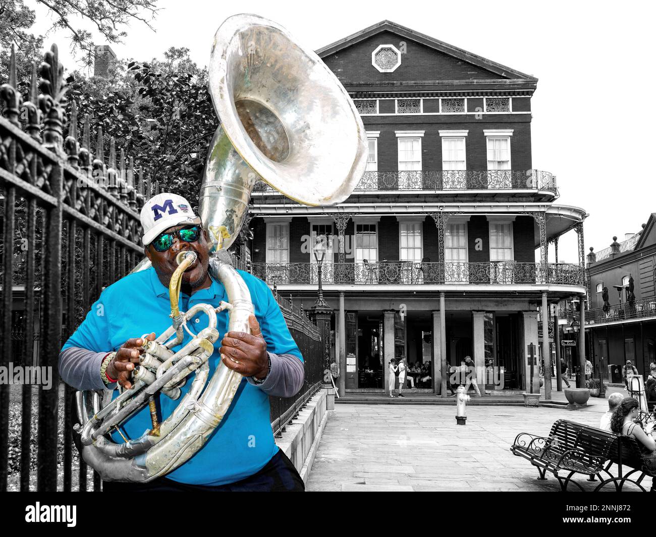 Jackson Square, musiciens de jazz sur The Square French Quarter, la Nouvelle-Orléans, Louisiane États-Unis, États-Unis Banque D'Images