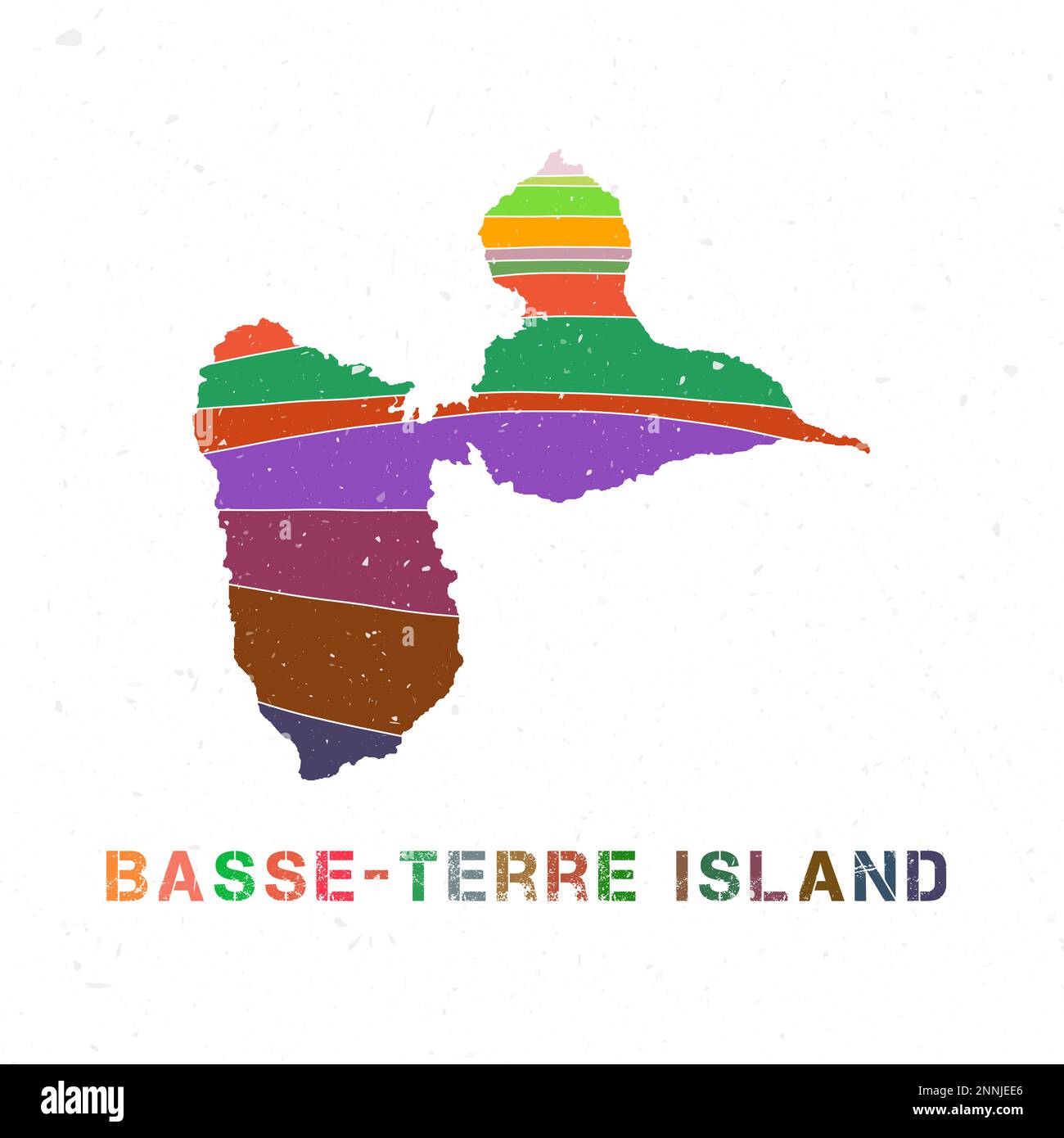 Conception de la carte de l'île de Basse-Terre. Forme de l'île avec de belles vagues géométriques et texture grunge. Illustration vectorielle moderne. Illustration de Vecteur