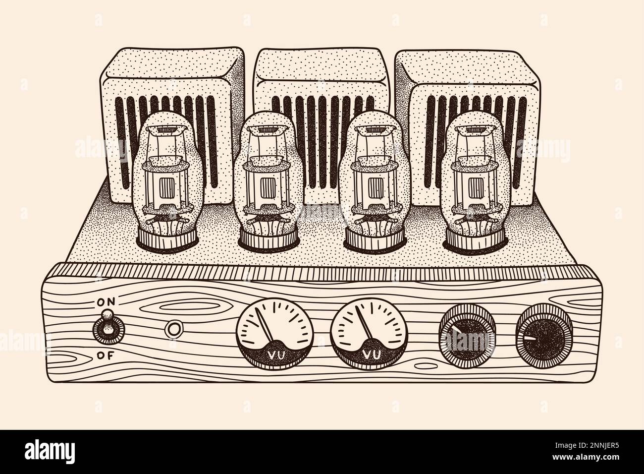 Amplificateur à tube vintage Illustration de Vecteur