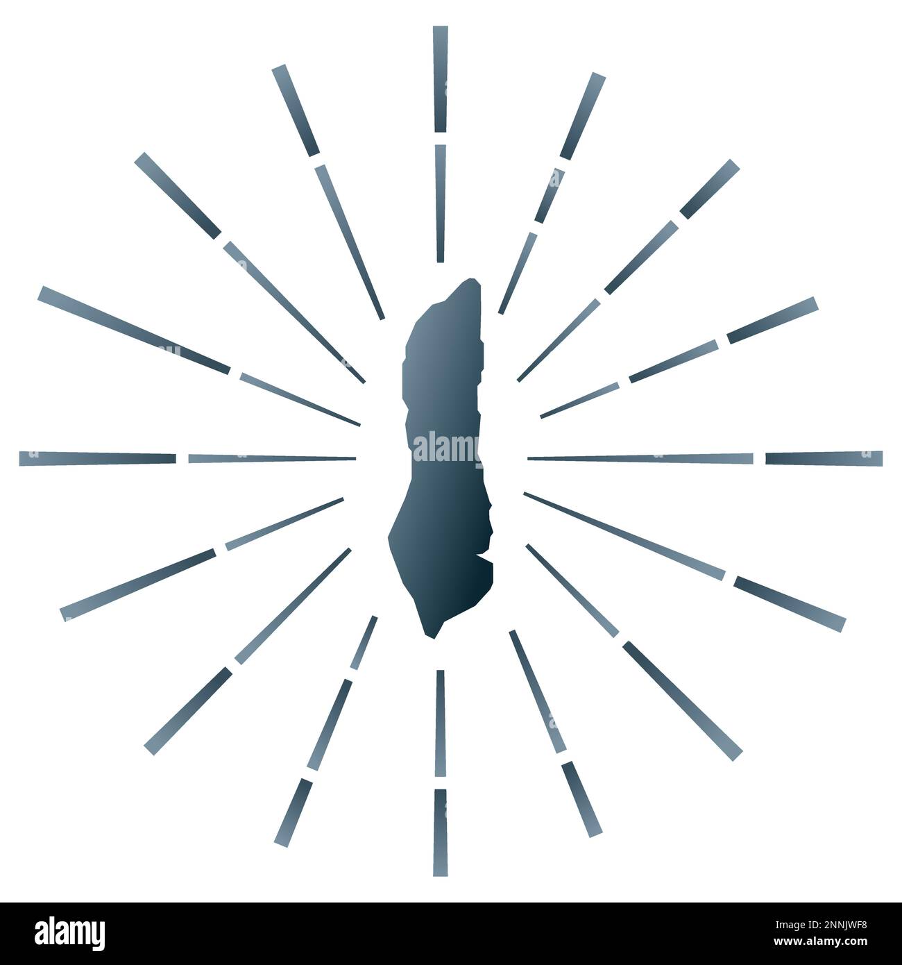 Grand Turk Island rafale de soleil en pente. Carte frontière avec des rayons étoilés colorés. Illustration de Vecteur