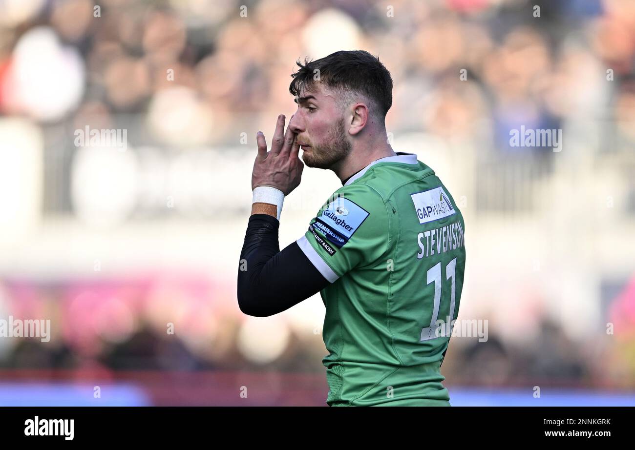 Barnett, Royaume-Uni. 25th févr. 2023. Rugby, premier ministre. Saracens V Newcastle Falcons. Stade Stone X. Barnett. Ben Stevenson (Newcastle) pendant le match de rugby Saracens V Newcastle Falcons Gallagher Premiership. Credit: Sport en images/Alamy Live News Banque D'Images