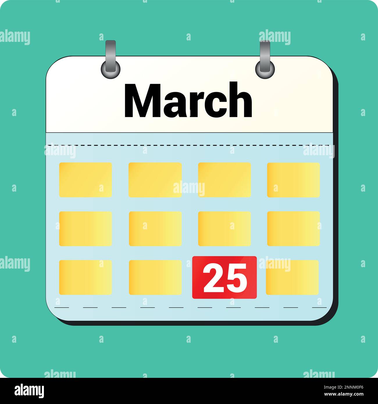 Dessin vectoriel de calendrier, date 25 mars sur la page Illustration de Vecteur
