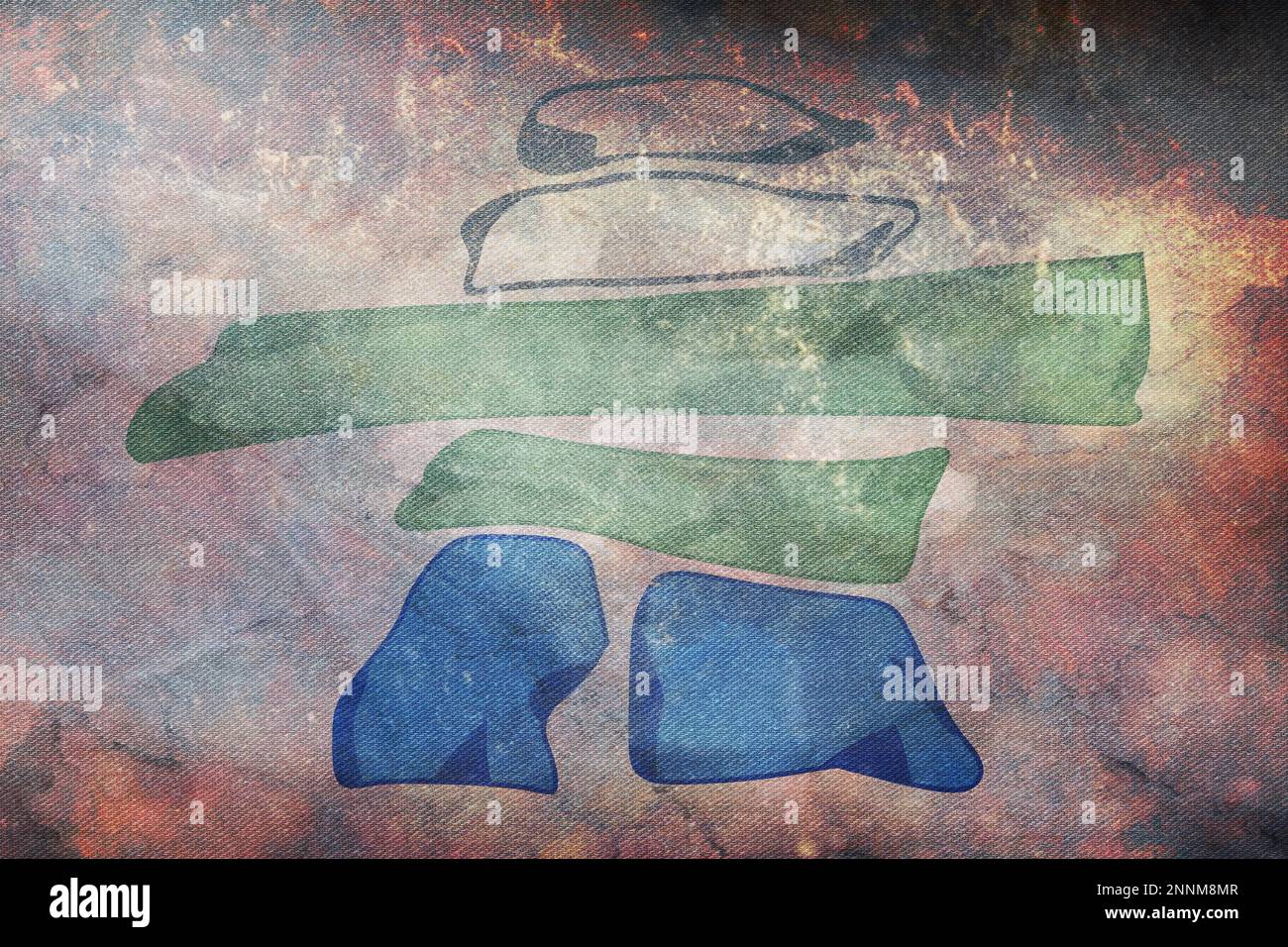 Drapeau rétro des peuples Inuit Nunatsiavut peuple inuit avec texture