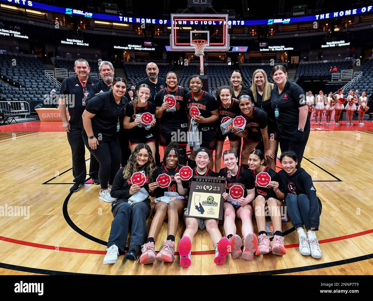 25 février 2023 Anaheim, CA.le championnat de basket-ball CIF-SS Girls DIV 1. Marlborough vs Orange Lutheran.Orange Lutheran bat Marlborough 63-45 pour gagner le championnat.Louis Lopez/Modern Exposure/Cal Sport Media Banque D'Images