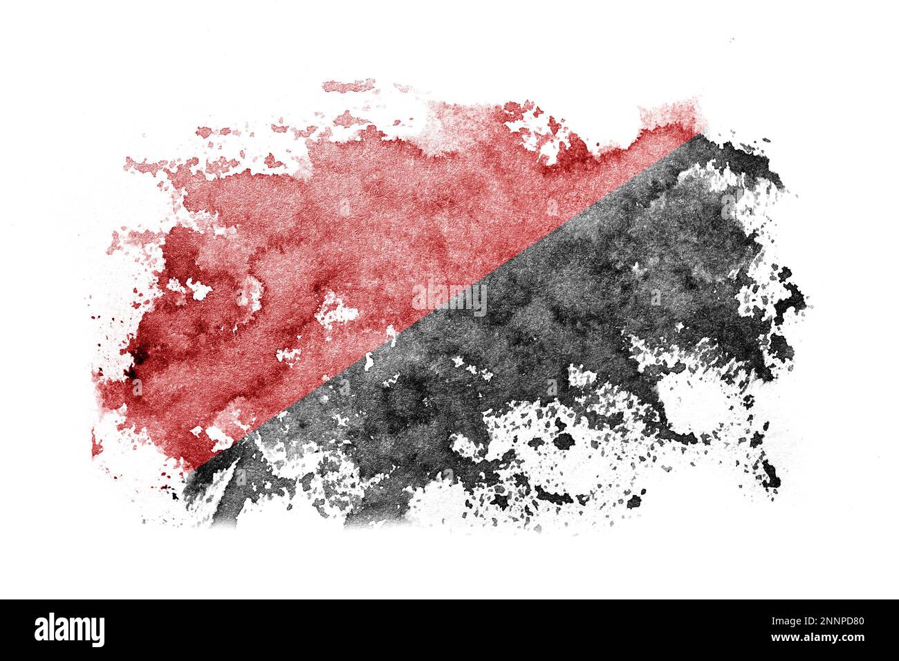 Anarchiste, Anarcho, syndicaliste, communiste, drapeau socialiste fond peint sur papier blanc avec aquarelle Banque D'Images