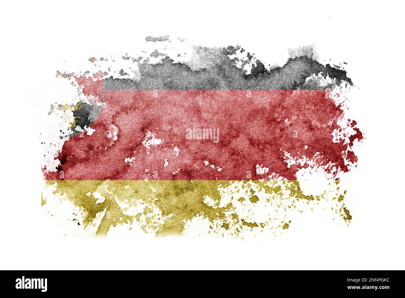 Allemagne, Rhénanie, Palatinat fond de drapeau peint sur papier blanc avec aquarelle Banque D'Images