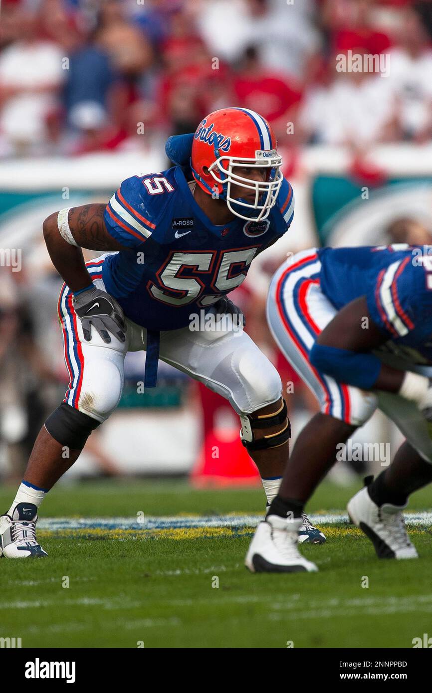 University of Florida Gators linebacker Channing Crowder (55) during an NCAA football game against the University of Georgia Bulldogs, Saturday, November 1, 2003 in Jacksonville, FL. Florida defeated Georgia 16-13. (Tomasso DeRosa via AP) Banque D'Images