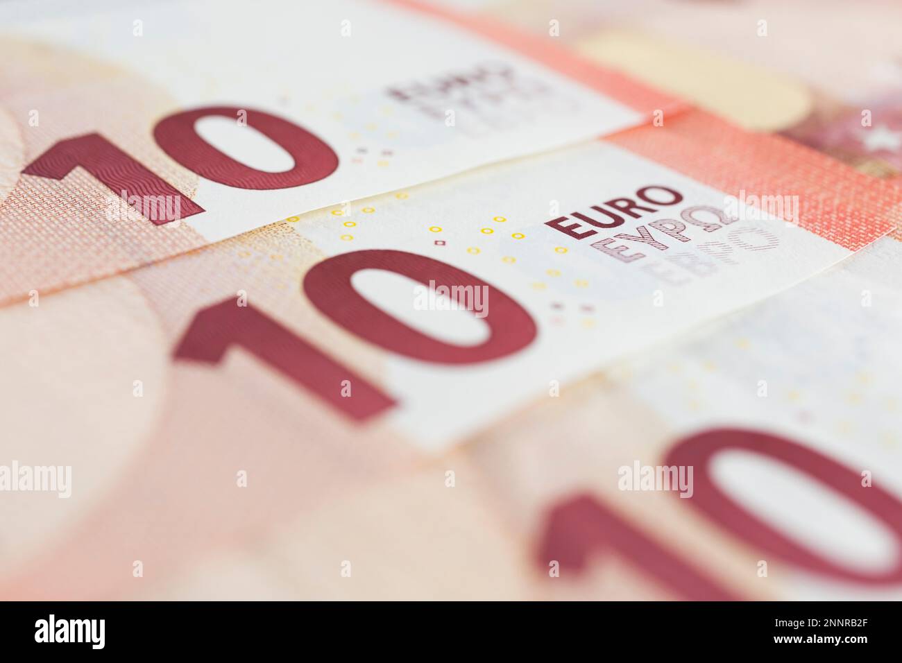 Billets de banque en devise papier de dix euros. Banque D'Images