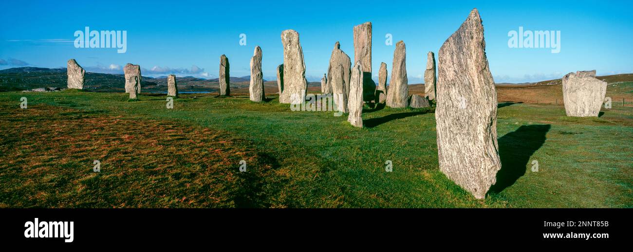 Vue sur les Callanish Standing Stones, Isle of Lewis, Outer Hebrides, Écosse Banque D'Images