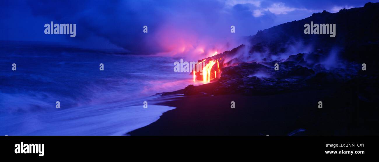 Vue sur la lave sur le volcan Kilauea, Hawaï, États-Unis Banque D'Images