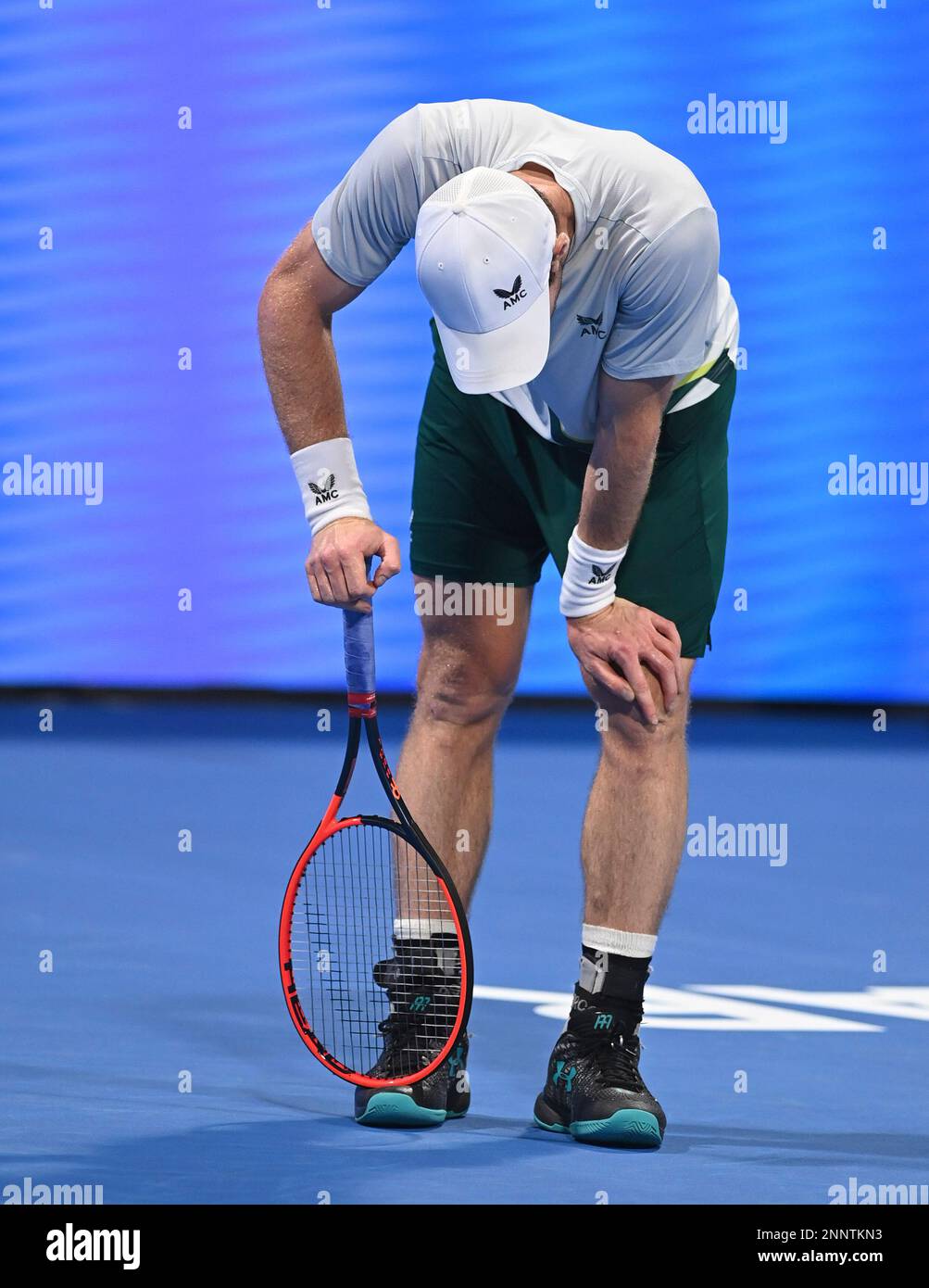 Doha, Qatar. 25th févr. 2023. Andy Murray de Grande-Bretagne réagit lors de la finale contre Daniil Medvedev de Russie au ATP250 Qatar Open 2023 à Doha, Qatar, le 25 février 2023. Credit: Nikku/Xinhua/Alay Live News Banque D'Images