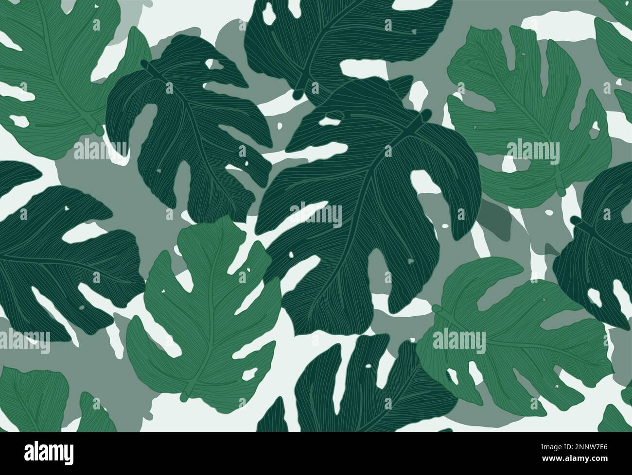 Conception d'arrière-plan Monstera. Monstera laisse un élément vert dans un papier peint créatif. Le fond d'écran de l'illustration vectorielle quitte l'illustration. Illustration de Vecteur