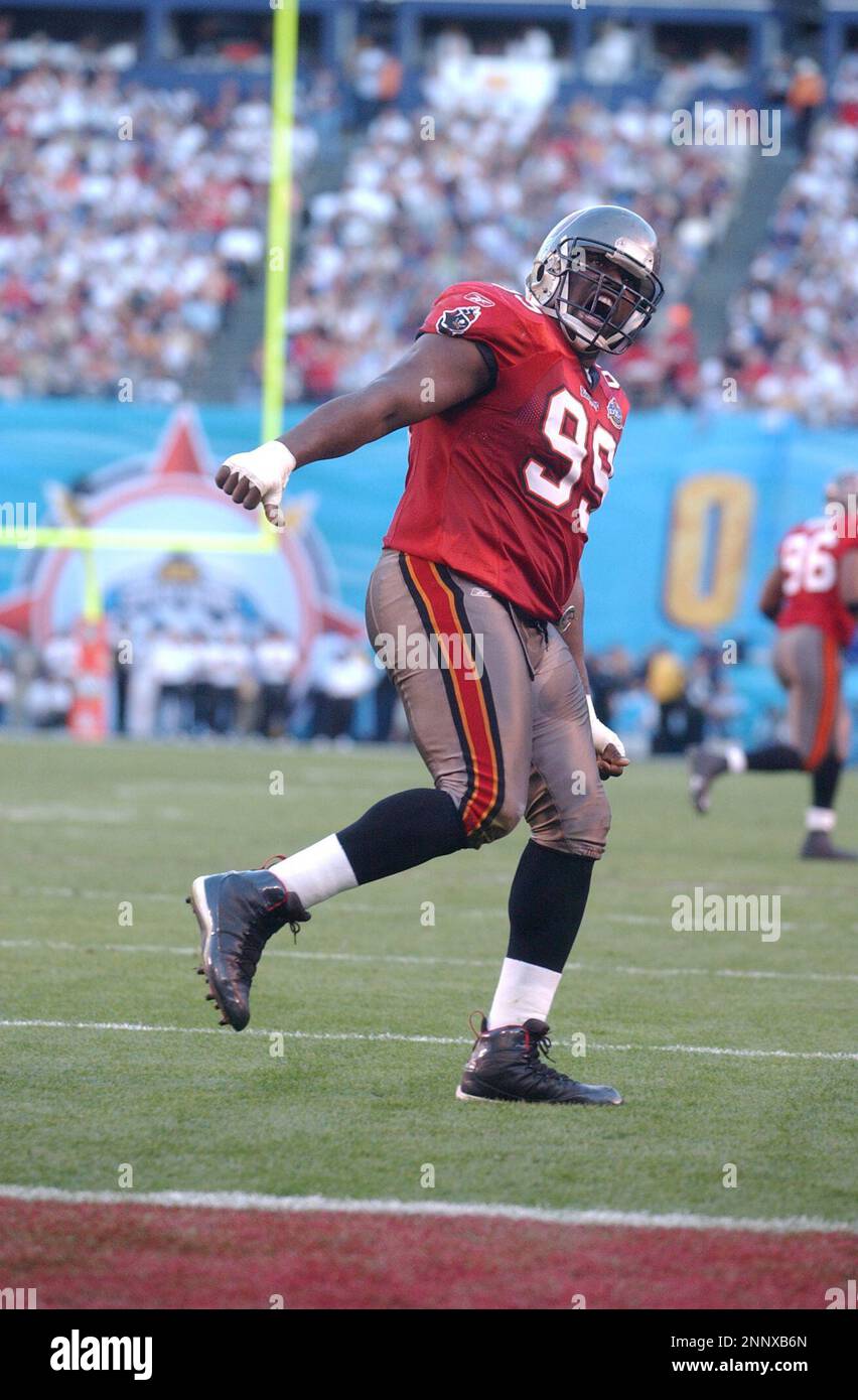 26 JAN 2003: Tampa Bay Buccaneers Warren Sapp during the Super Bowl against the Oakland Raiders in Super Bowl XXXVII on January 26, 2003 in San Diego., CA. (Icon Sportswire via AP Images) Banque D'Images