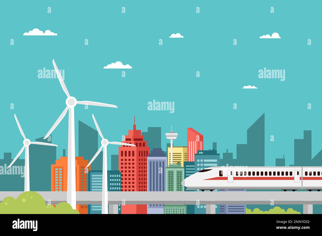 illustration d'une ville urbaine intelligente avec une technologie de pointe et un design vectoriel haute mobilité Illustration de Vecteur