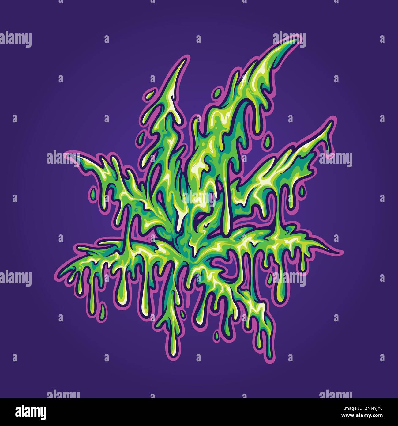 Melting weed feuille chanvre logo dessins animés illustrations vecteur pour votre travail, marchandise t-shirt, autocollants et dessins d'étiquettes, affiche, cartes de voeux adv Illustration de Vecteur