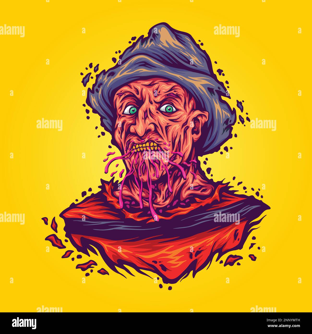 Effrayant halloween freddy visage logo illustrations dessins animés illustrations vectorielles pour votre travail logo, t-shirt, autocollants et étiquettes, poste Illustration de Vecteur