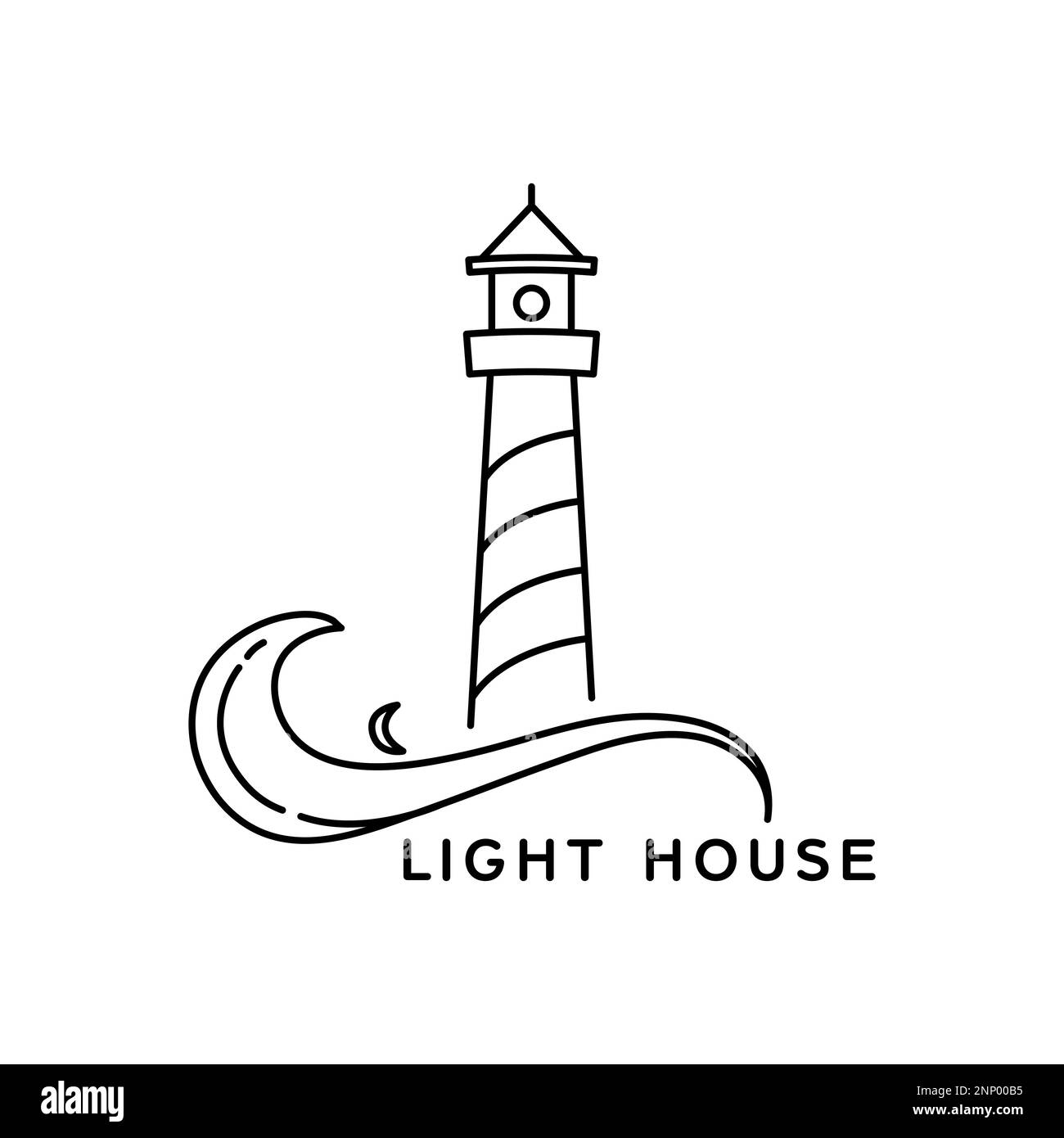 logo style art lighthouse line. simple vecteur design contour phare isolé sur fond blanc Illustration de Vecteur