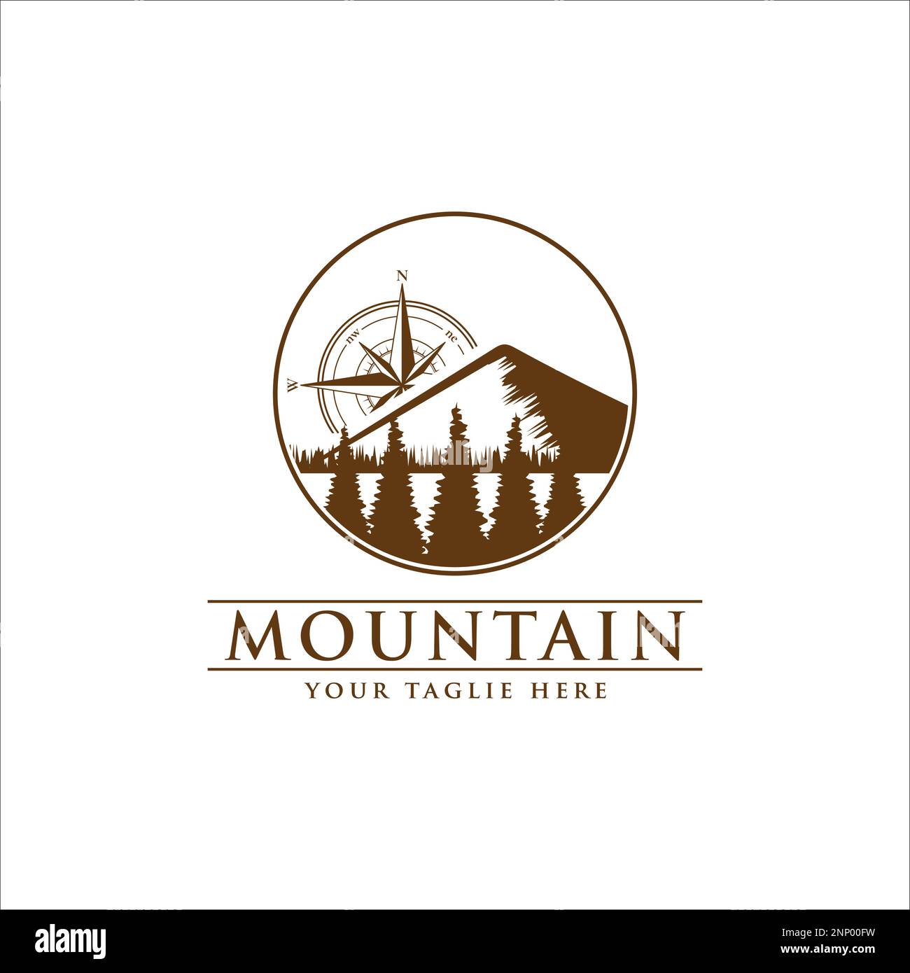 logo circulaire de style montagnard vintage avec boussole Illustration de Vecteur