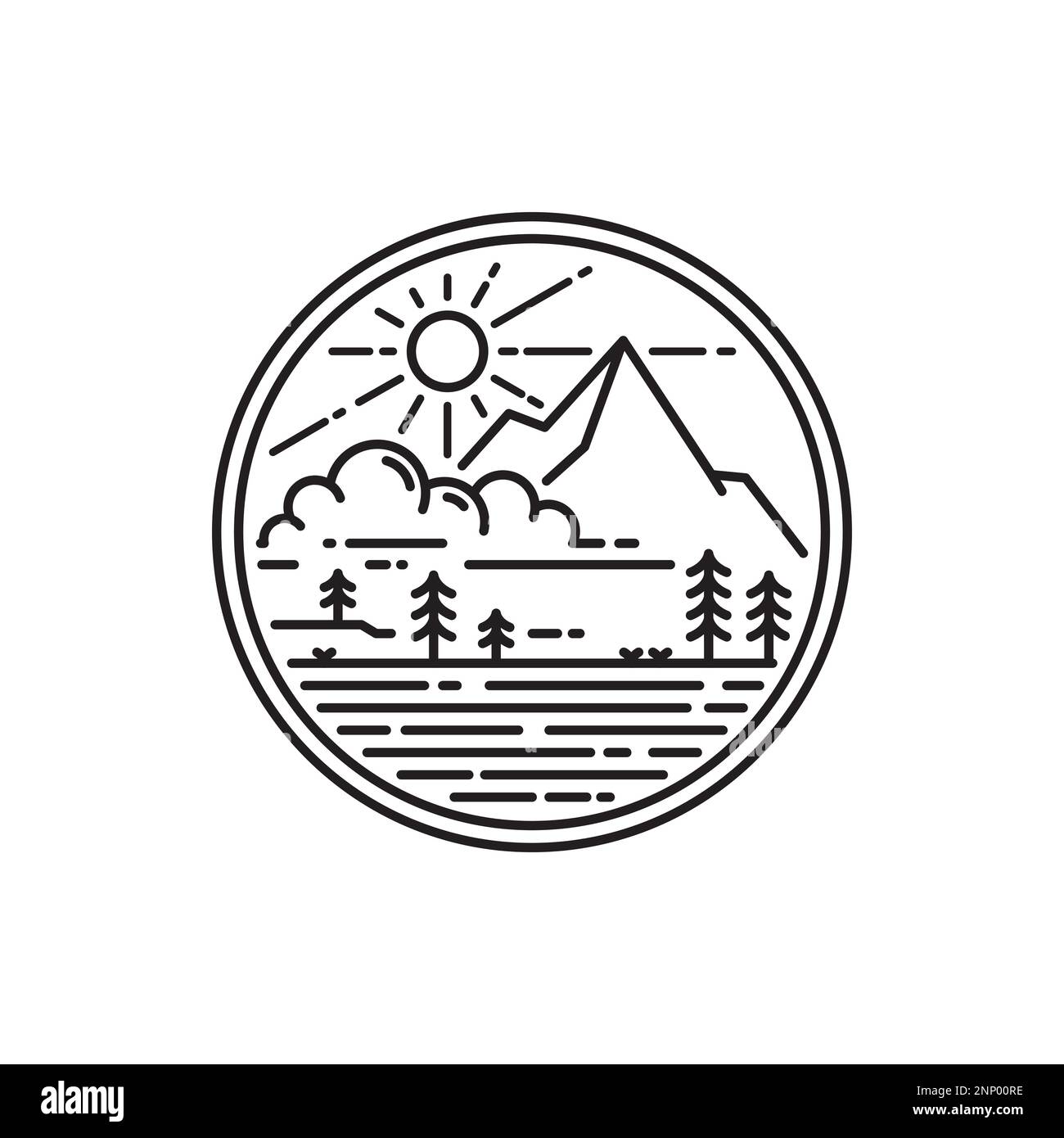 logo monoline mountain Illustration de Vecteur