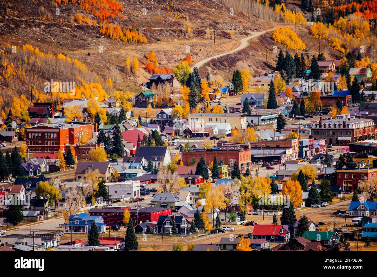 Ville aux couleurs de l'automne, Durango, Colorado, États-Unis Banque D'Images