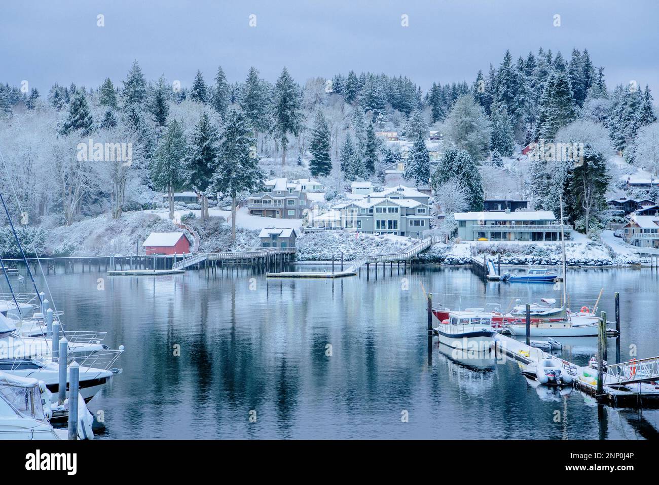 Eagle Harbour en hiver, Bainbridge Island, Washington, États-Unis Banque D'Images