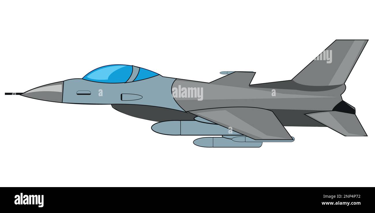 L'avion de chasse américain f - 16 sur fond blanc est isolé Illustration de Vecteur