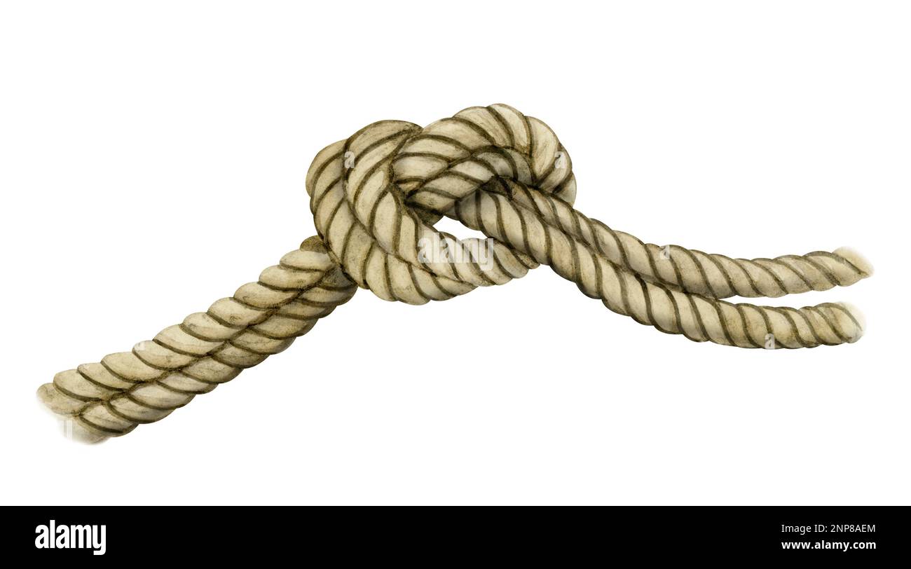 Illustration de nœud de corde nautique aquarelle isolée sur fond blanc. Dessiner pour des aventures, des motifs marins, marins ou pirates Banque D'Images